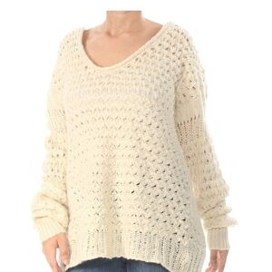 Free People Open Knit Pullover Sweater Oversized Layered Quiet Luxury Feminine